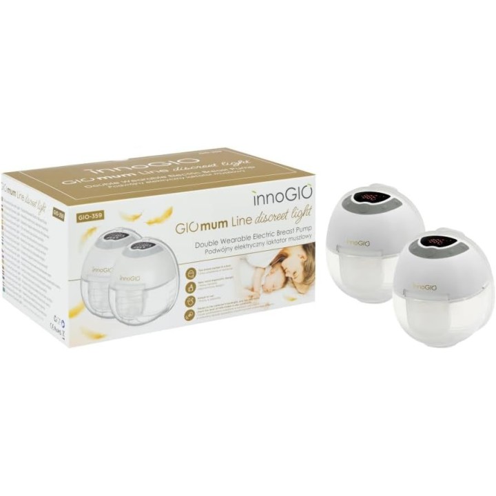 Doble extractor eléctrico de leche portátil GIOmum Line Discreet Light de innoGIO