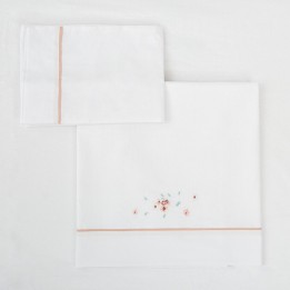 Tríptico sábanas 100% algodón cuna 60x120 Monet (blanco/rosa) de Bimbi