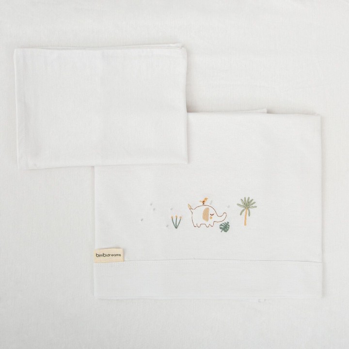 Tríptico de punto cuna mini 50x80 Palm (blanco/verde) de Bimbidreams