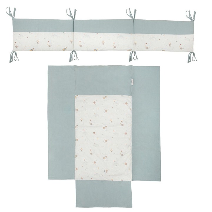 Edredón con protector cuna 60x120 Orbit (blanco/azul) de Bimbidreams