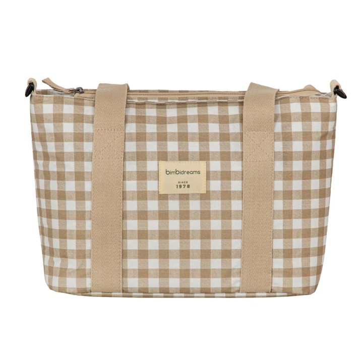 Bolso pañalera crossbody con cambiador Vichi (blanco/lino) de Bimbidre