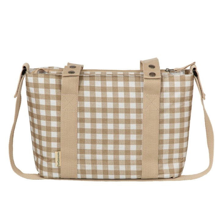 Bolso pañalera crossbody con cambiador Vichi (blanco/lino) de Bimbidre