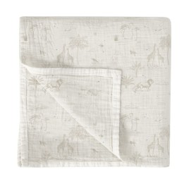 Muselina de bambú 120x120 cm Noé (blanco/lino) de Bimbidreams