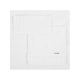 Tríptico sábanas 100% algodón cuna mini 50x80 Toscana (blanco) de Bimb