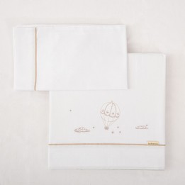 Tríptico sábanas 100% algodón cuna mini 50x80 Noé (blanco/lino) de Bim