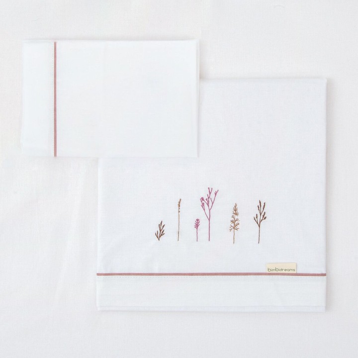 Tríptico sábanas 100% algodón cuna mini 50x80 Niza (blanco/lila) de Bi