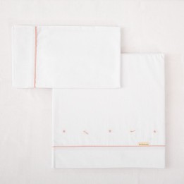 Tríptico sábanas 100% algodón cuna mini 50x80 Dafne (blanco/rosa) de B