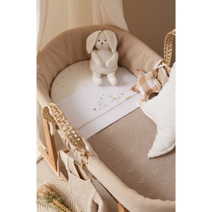 Tríptico sábanas 100% algodón cuna mini 50x80 Happy Forest (blanco/lin