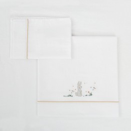 Tríptico sábanas 100% algodón cuna mini 50x80 Campo (blanco/lino) de B