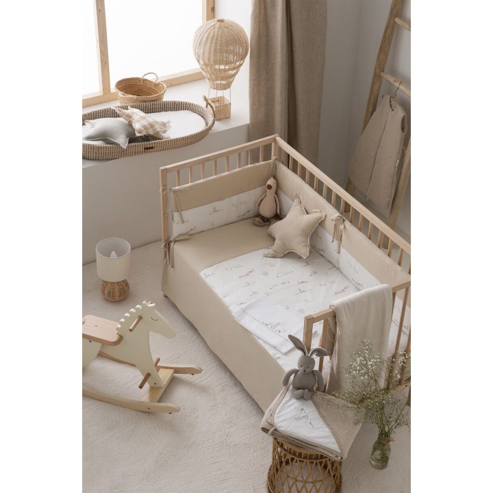 Tríptico sábanas 100% algodón cuna mini 50x80 Campo (blanco/lino) de B