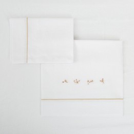 Tríptico sábanas 100% algodón cuna mini 50x80 Anaís (blanco/lino) de B