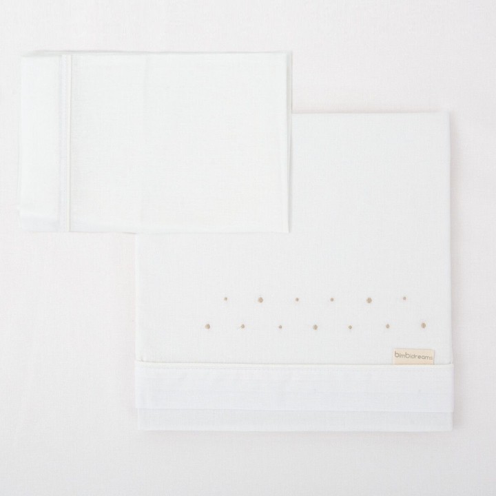 Tríptico sábanas 100% algodón cuna mini 50x80 Punts (blanco/lino) de B