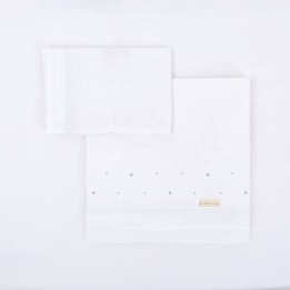 Tríptico sábanas 100% algodón cuna mini 50x80 Punts (blanco/azul) de B