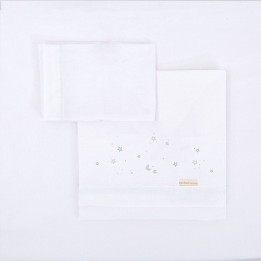 Tríptico sábanas 100% algodón cuna mini 50x80 Night (blanco/azul) de B