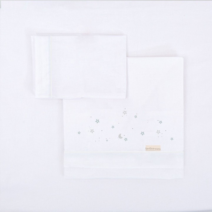 Tríptico sábanas 100% algodón cuna mini 50x80 Night (blanco/azul) de B