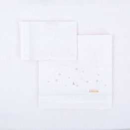 Tríptico sábanas 100% algodón cuna mini 50x80 Night (blanco/rosa) de B