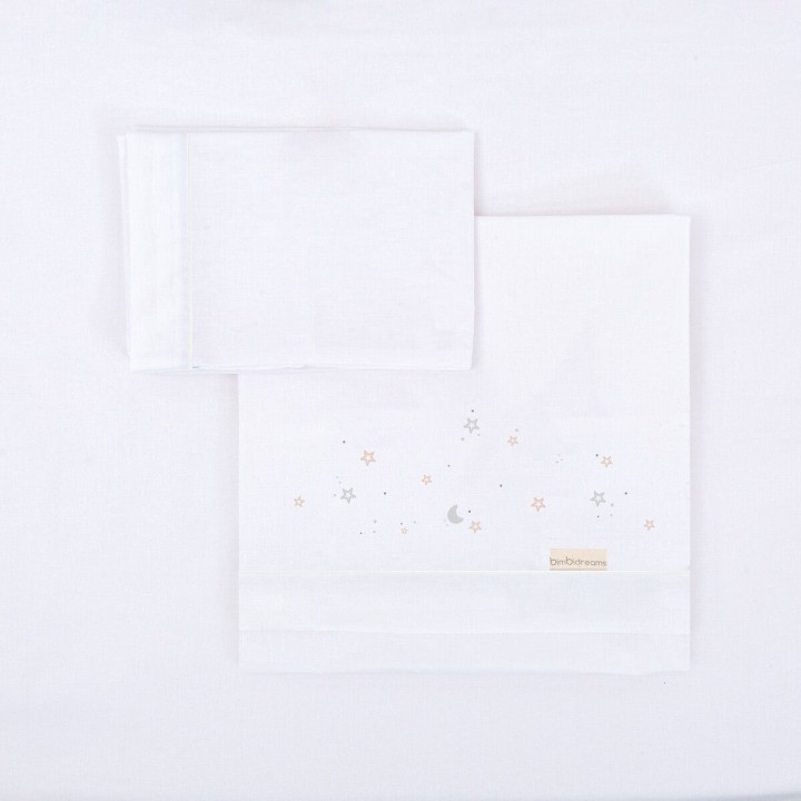 Tríptico sábanas 100% algodón cuna mini 50x80 Night (blanco/rosa) de B