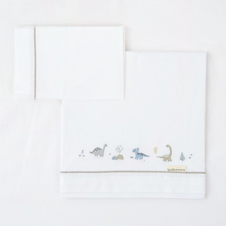 Tríptico sábanas 100% algodón cuna 60x120 Trex (blanco/verde) de Bimbi