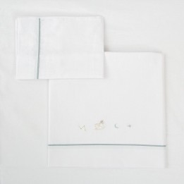 Tríptico sábanas 100% algodón cuna 60x120 Blue Sky (verde) de Bimbidre