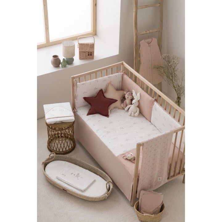 Tríptico sábanas 100% algodón cuna 60x120 Deer (blanco/rosa) de Bimbid