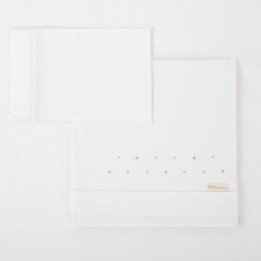 Tríptico sábanas 100% algodón cuna 60x120 Punts (blanco/lino) de Bimbi