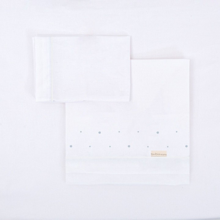 Tríptico sábanas 100% algodón cuna 60x120 Punts (blanco/azul) de Bimbi