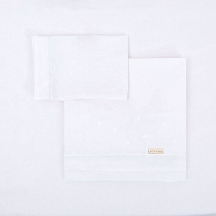 Tríptico sábanas 100% algodón cuna 60x120 Night (blanco) de Bimbidream