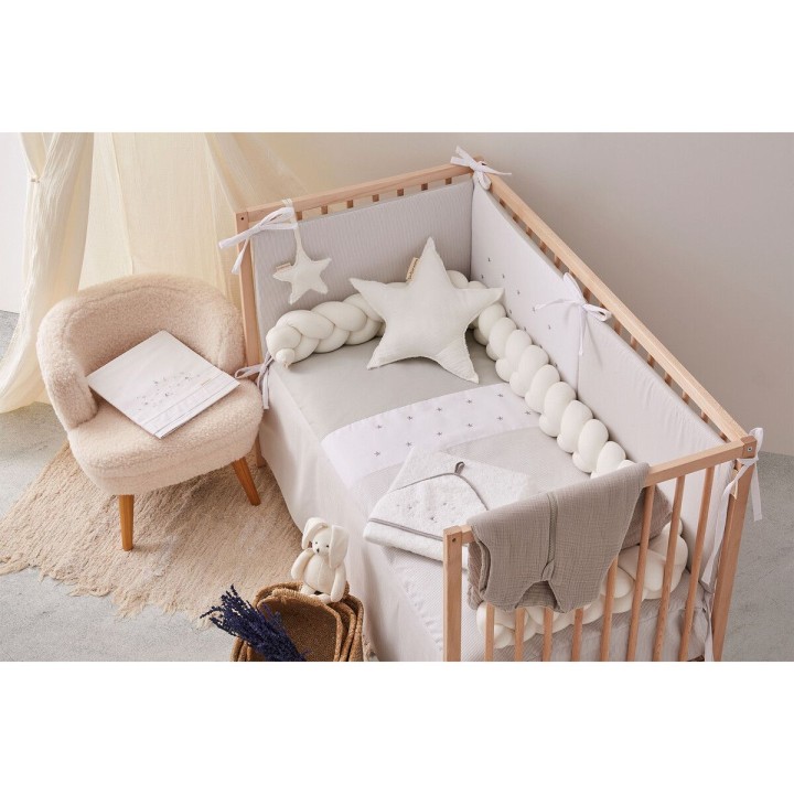 Tríptico sábanas 100% algodón cuna 60x120 Night (gris) de Bimbidreams