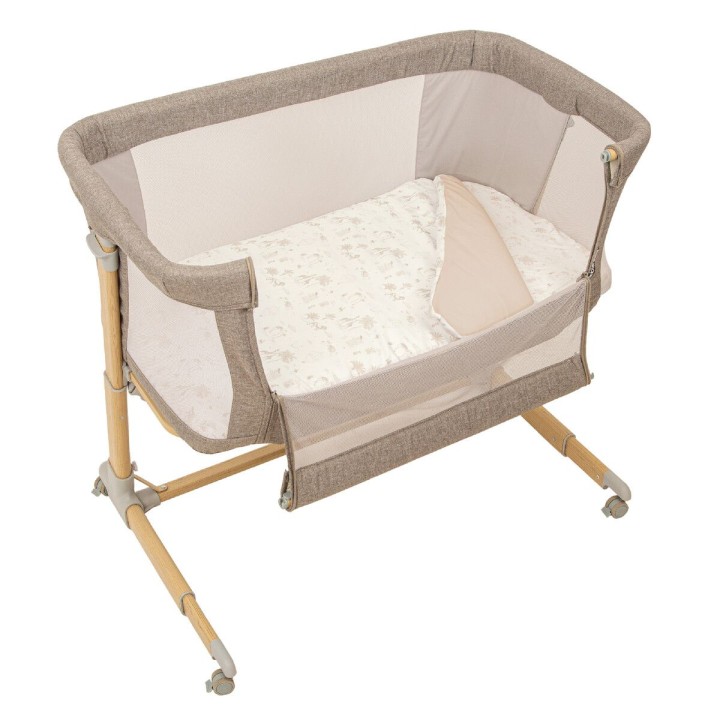 Minicuna colecho metálica con bajera y funda nórdica Noé (blanco/lino)