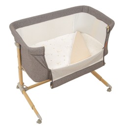 Minicuna colecho metálica con bajera y funda nórdica Happy Forest (col