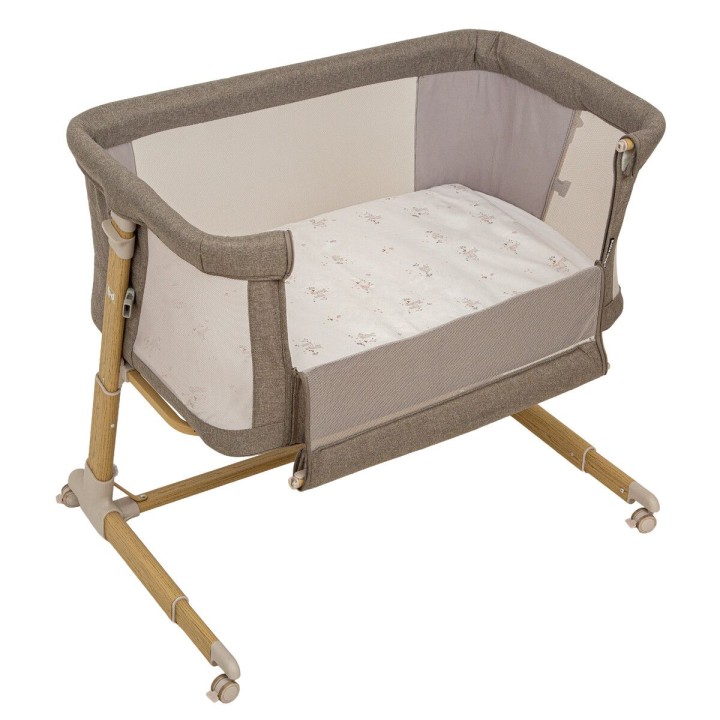 Minicuna colecho metálica con bajera y funda nórdica Deer (lino) de Bi