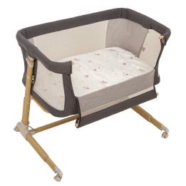 Minicuna colecho metálica con bajera y funda nórdica Orbit (gris) de B