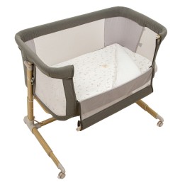 Minicuna colecho metálica con bajera y funda nórdica Monet (verde) de 