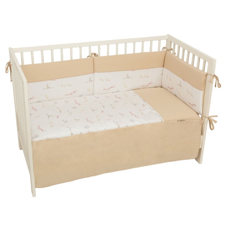 Edredón con protector cuna 60x120 Campo (blanco/lino) de Bimbidreams