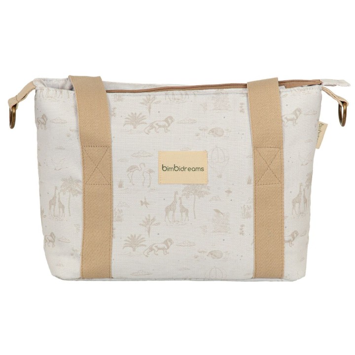 Bolso pañalera crossbody con cambiador Noé (blanco/lino) de Bimbidream