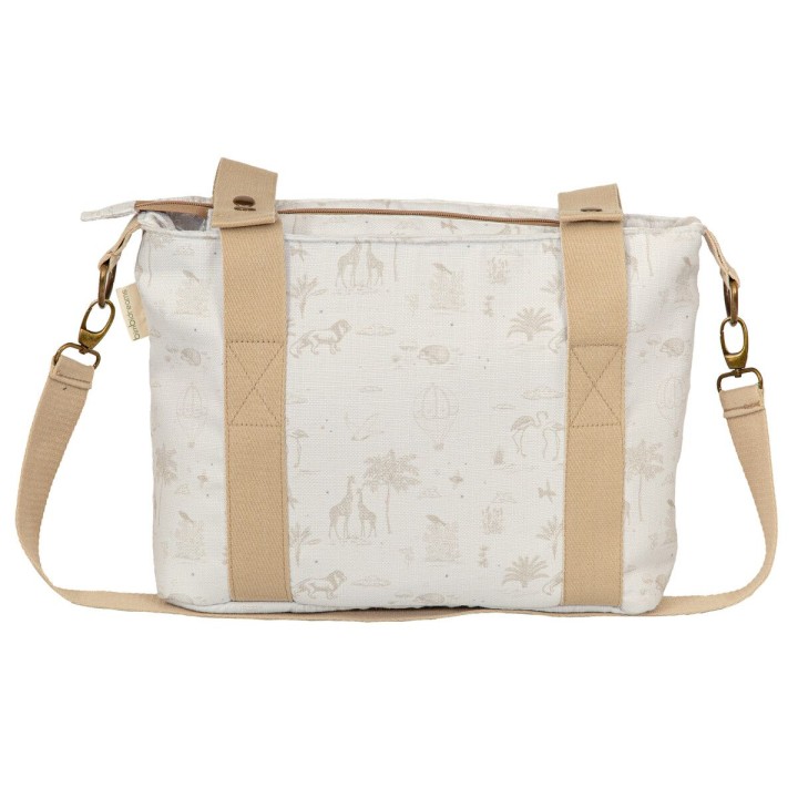 Bolso pañalera crossbody con cambiador Noé (blanco/lino) de Bimbidream