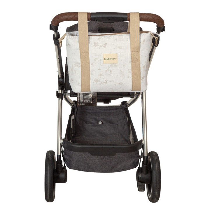 Bolso pañalera crossbody con cambiador Noé (blanco/lino) de Bimbidream