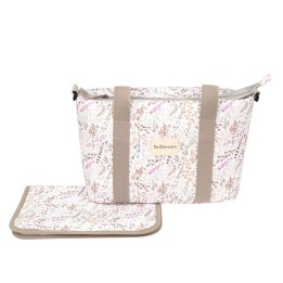 Bolso pañalera crossbody con cambiador Niza (blanco/lila) de Bimbidrea