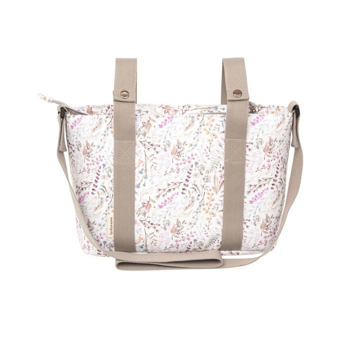 Bolso pañalera crossbody con cambiador Niza (blanco/lila) de Bimbidrea