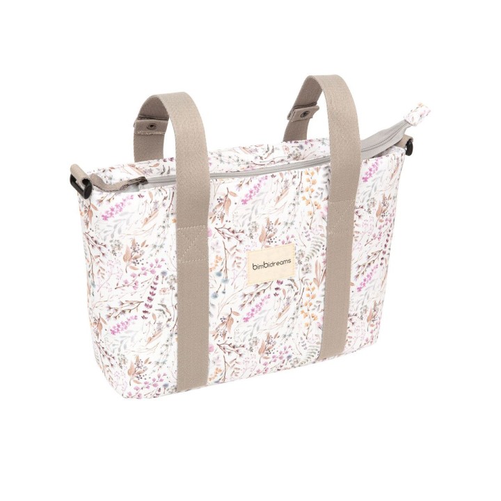 Bolso pañalera crossbody con cambiador Niza (blanco/lila) de Bimbidrea