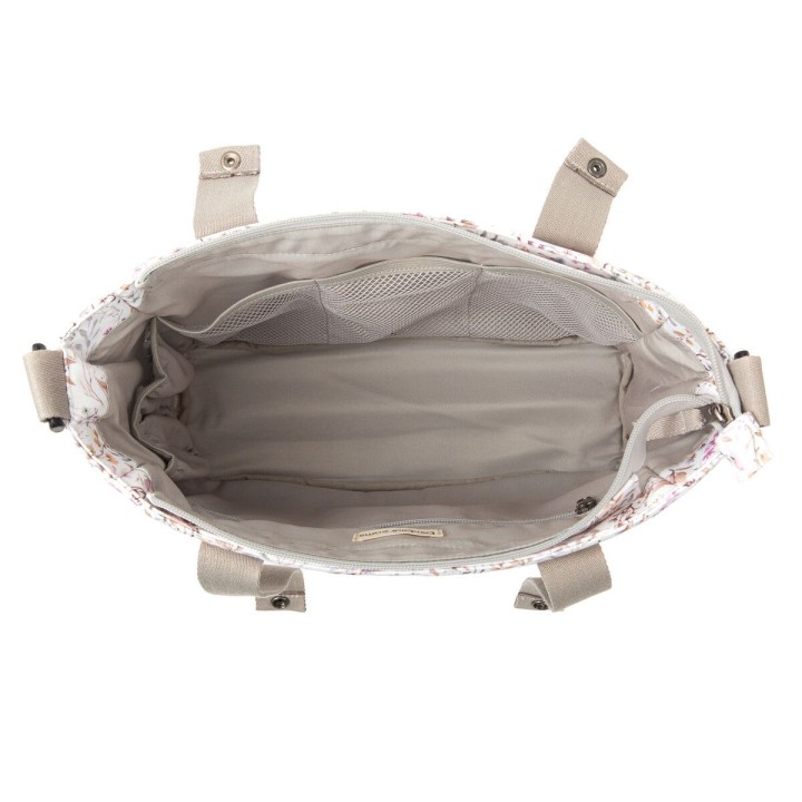 Bolso pañalera crossbody con cambiador Niza (blanco/lila) de Bimbidrea