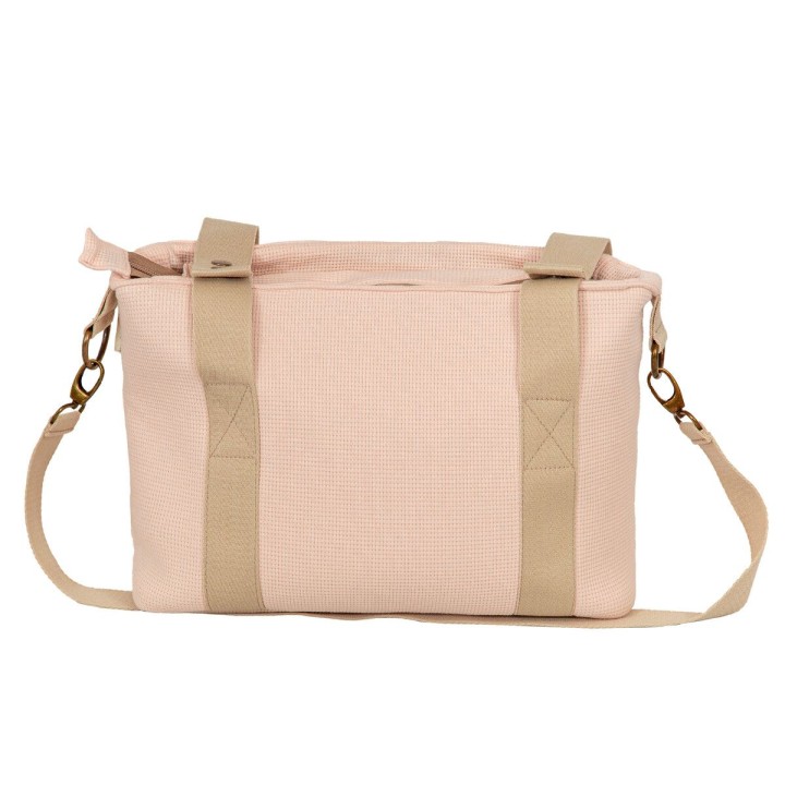 Bolso pañalera crossbody con cambiador Waffle (rosa) de Bimbidreams