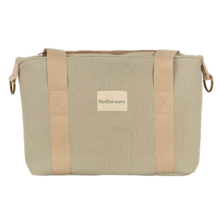 Bolso pañalera crossbody con cambiador Waffle (verde) de Bimbidreams