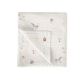 Muselina de bambú 120x120 cm Farm (blanco/lino) de Bimbidreams