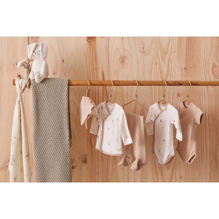 Muselina de bambú 120x120 cm Farm (blanco/lino) de Bimbidreams