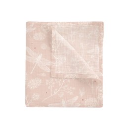 Muselina de bambú 120x120 cm Dafne (blanco/rosa) de Bimbidreams