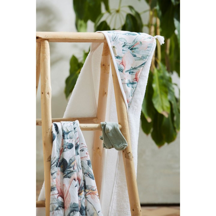 Muselina de bambú 120x120 cm Flamingo (blanco) de Bimbidreams