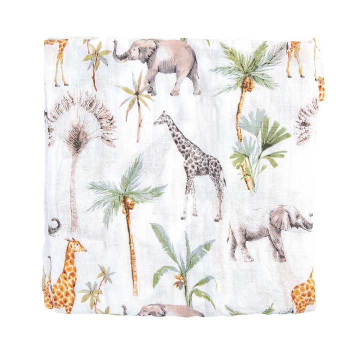 Muselina de bambú 120x120 cm África (blanco) de Bimbidreams