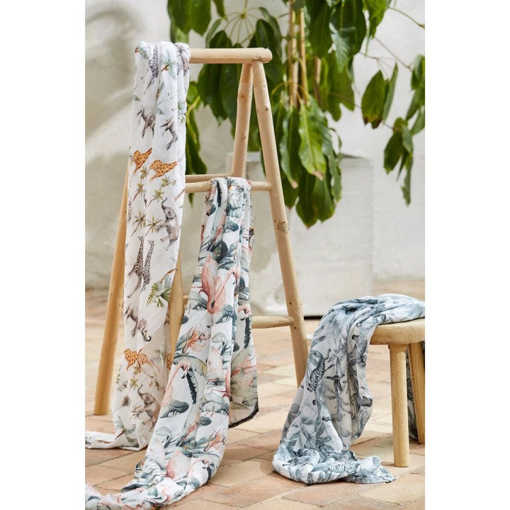 Muselina de bambú 120x120 cm África (blanco) de Bimbidreams