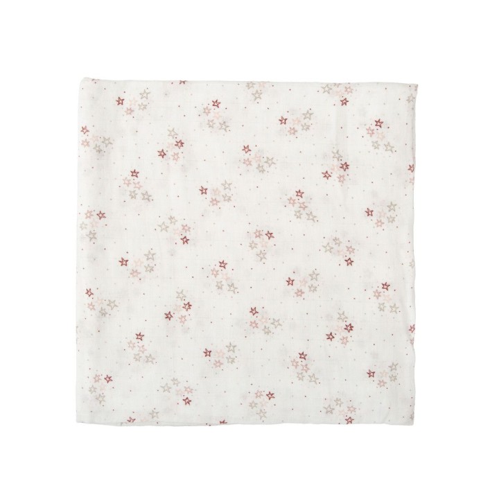 Muselina de bambú 120x120 cm Stars (blanco/rosa) de Bimbidreams